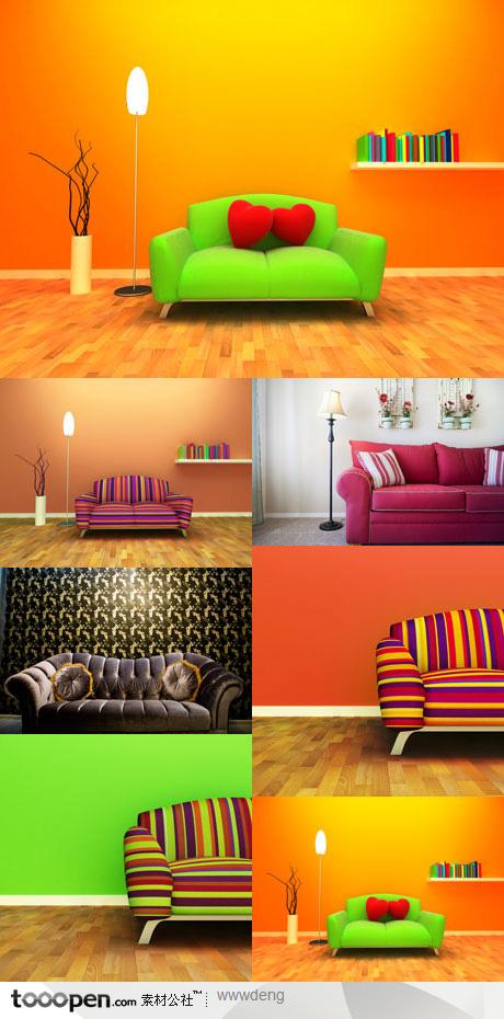 家居装修家具元素-时尚家具色彩布艺沙发