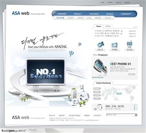 日韩网站精粹-藏蓝色系纸张叠加效果商业网站整站