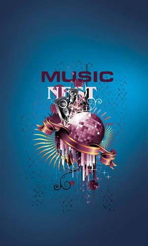 音乐海报元素-音响紫色绶带潮流元素舞台灯光玻璃球