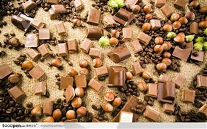 巧克力桌面壁纸-巧克力和咖啡豆