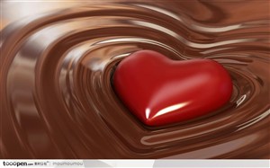 巧克力上的红色爱心