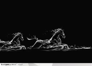 动感象形动物水花-骏马（黑）