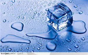 冷饮饮料元素-夏季冰块逐渐化开的冰块