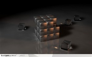 创意广告元素-3D立体水晶魔方冰块