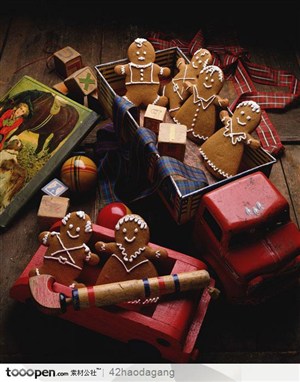 圣诞节西方甜品人形饼干特写