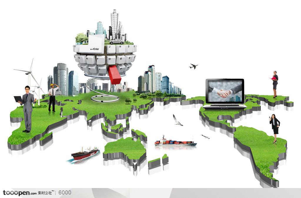 商业金融广告素材-世界地图上的城市