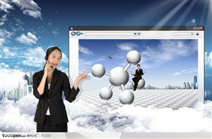 科技商业广告素材-展示网页的职业女性
