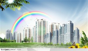 绿色城市-彩虹下的小区效果图