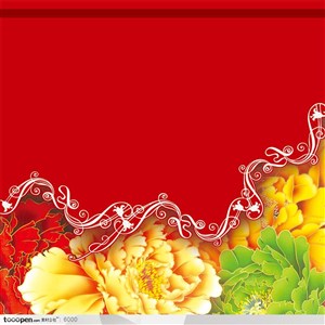 中国红牡丹花纹