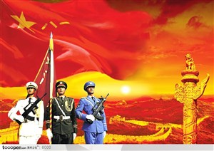 八一建军节广告素材-长城上的中国军人