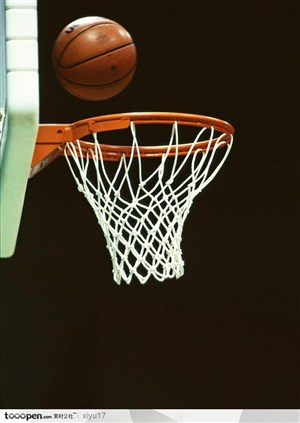 篮球运动-篮筐上的篮球