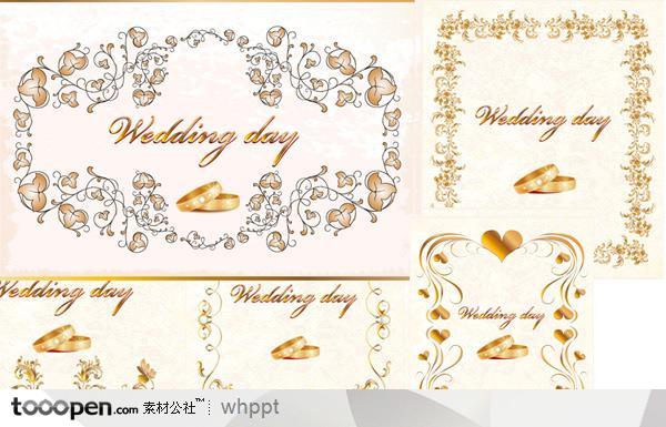 花纹装饰框婚礼卡矢量图