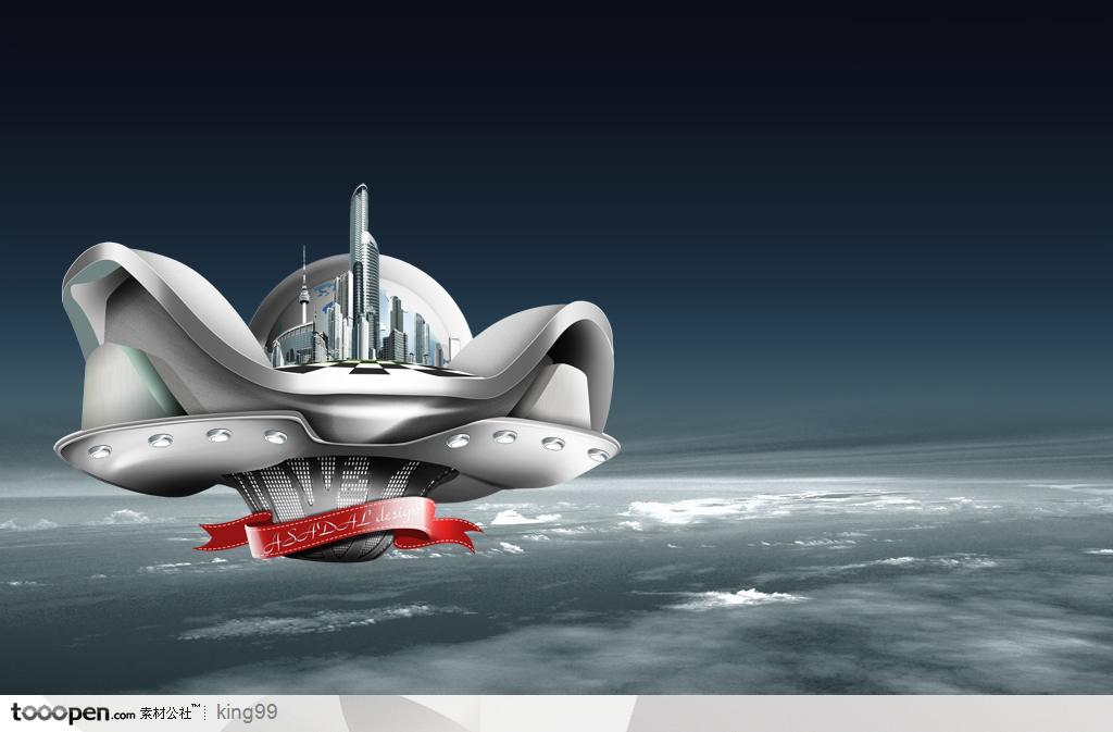 创意漂浮在太空上的诺亚方舟