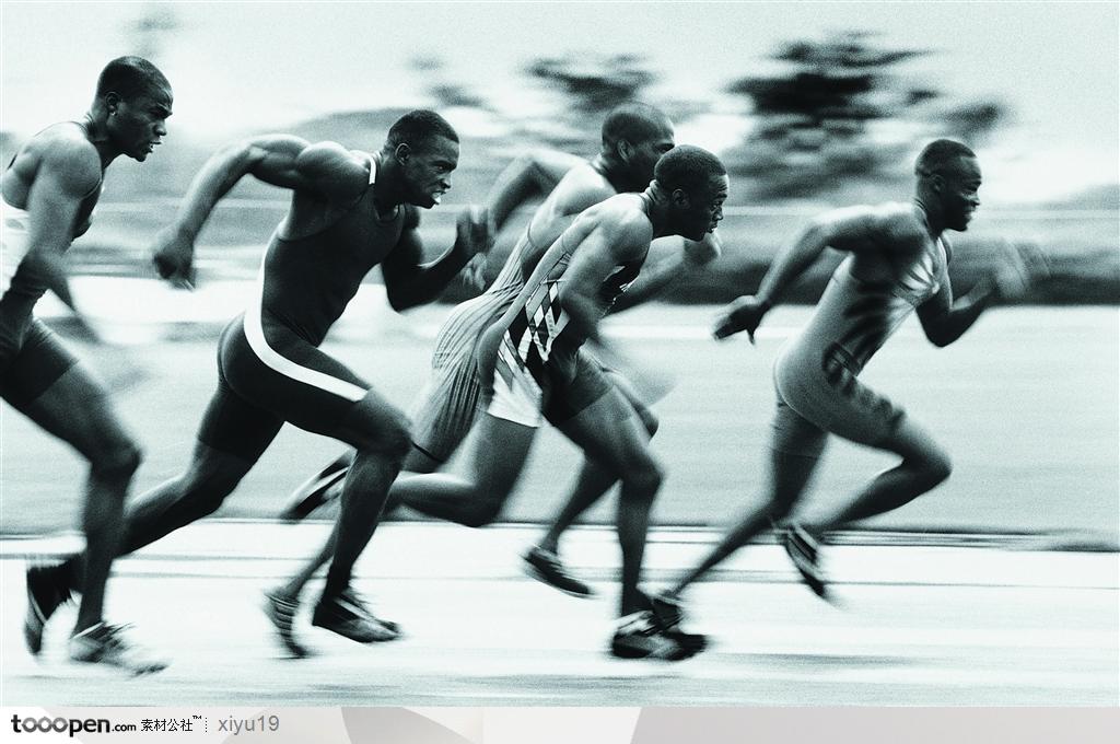比赛运动-一群跑步的运动员