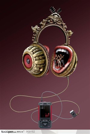 通讯器材-创意音乐手机广告海报