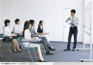 商业培训-在白板前认真讲解的培训老师