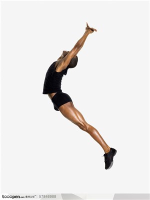 舞蹈肢体动作-绷直手臂腿部像飞鱼姿势跳跃的外国男人