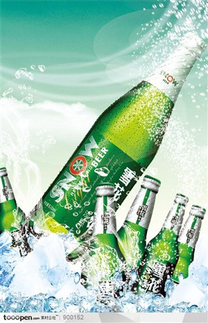 饮料广告-冰块中的雪花啤酒海报