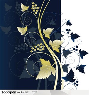 花纹库-天蓝色枫叶状欧式时尚相框花纹主题矢量背景素材