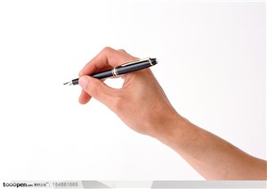 人物手势元素-拿钢笔写字手势特写