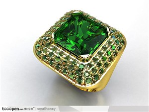 结婚钻石3D效果结婚礼物绿宝石镶钻钻戒婚戒