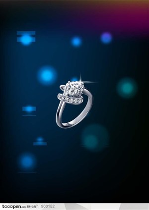 珠宝广告-梦幻蓝色背景上的钻石戒子