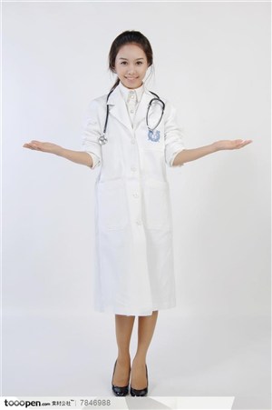 医疗人物-穿护士服的美女摊开双手