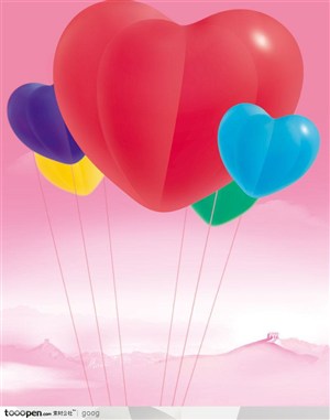 节日庆典气球-情人节彩色心形气球