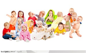 可爱儿童-一群可爱的婴儿