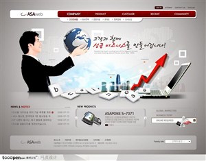 日韩网站精粹-红色系商业商务网站整站