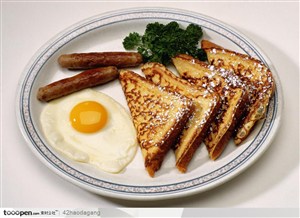 西方美食餐饮-特色西式快餐果酱面包香肠鸡蛋