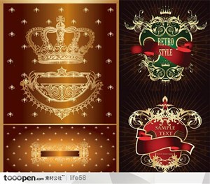 金色质感皇冠创意缤纷各式图案花纹矢量背景合集