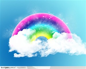 美丽天空-蓝色的天空挂着漂亮的七色彩虹