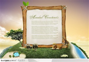 商业风景背景-地球上栖息的动物和公告板