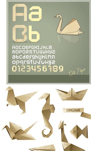 动物字母折纸元素设计矢量素材