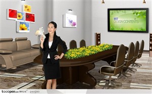 商业广告素材-会议室内的职业女性