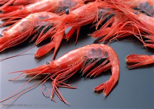 海底生物-摆在桌子上的红色虾子特写