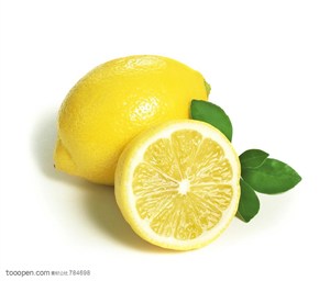 一个斜放着和一个切开的高清柠檬特写蔬菜图片