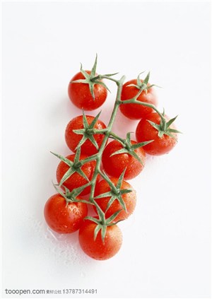 新鲜蔬菜-俯视一串西红柿