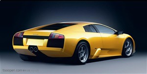 超级跑车-黄色的兰博基尼侧面