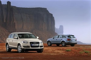 奥迪SUV-沙漠中的两台SUV