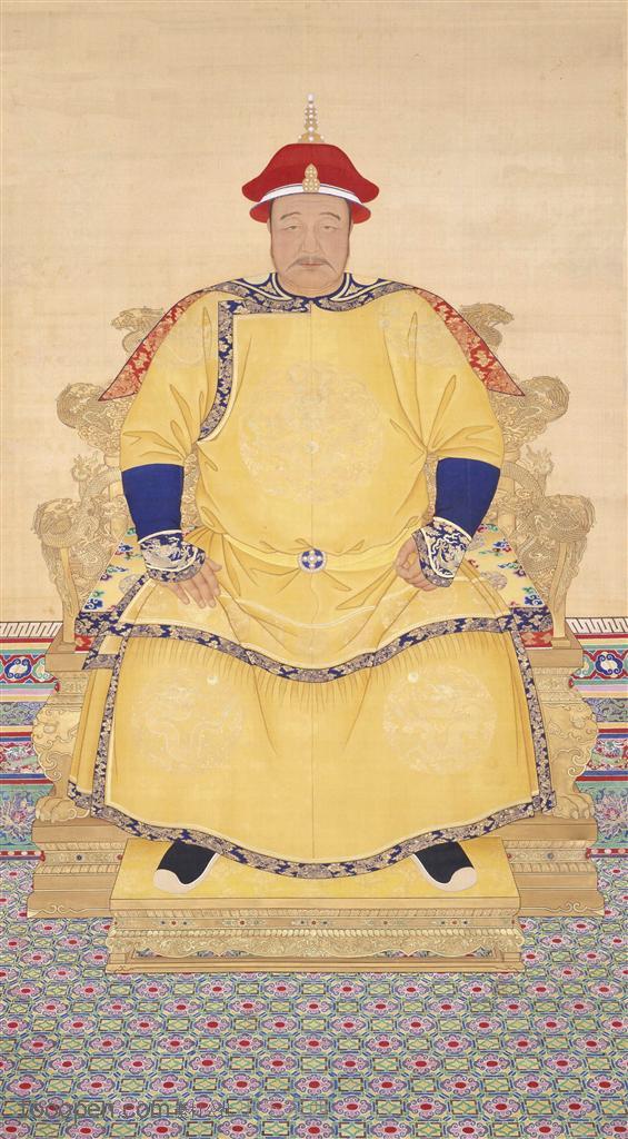 中国清朝皇帝帝王--皇太极朝服画像