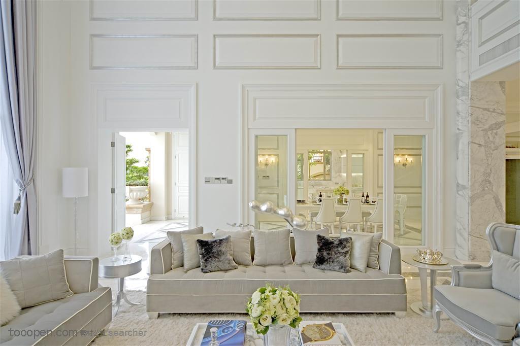 欧式豪华别墅样板房装修风格--客厅沙发