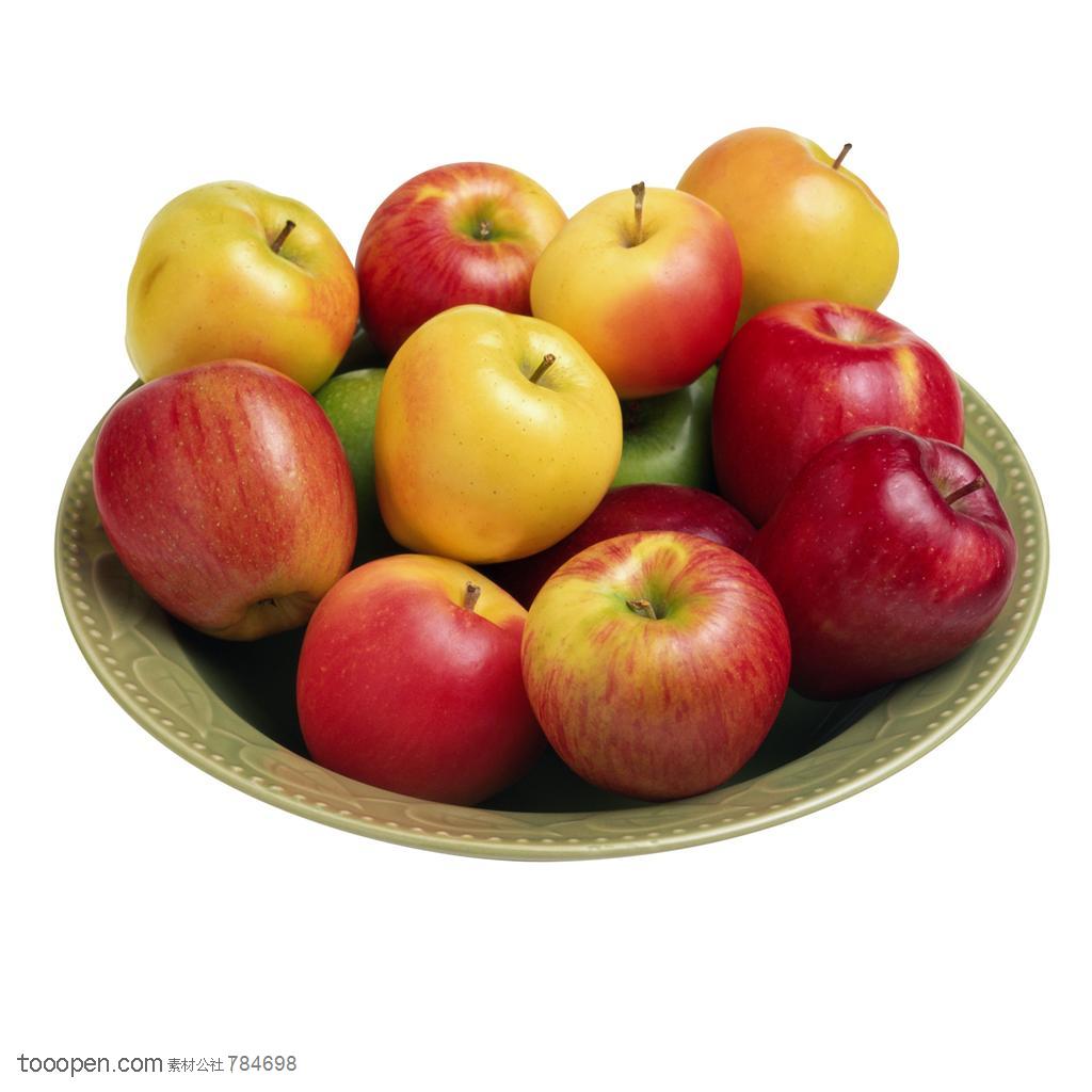 新鲜水果-摆放在盘子里的小苹果