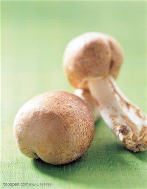 新鲜蔬菜-两根叠在一起的蘑菇