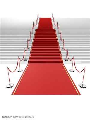 红地毯-铺着红地毯的楼梯两边围着警戒线