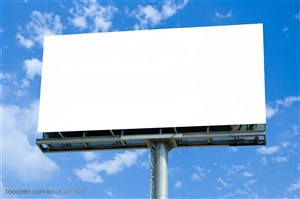 户外广告牌-仰视蓝天白云下的广告牌