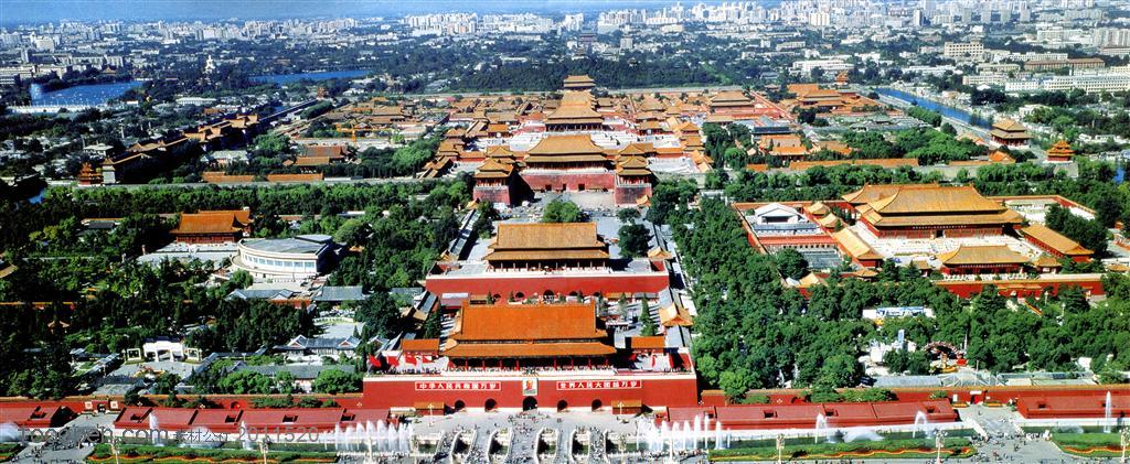 北京名胜-俯视天安门广场和故宫全貌