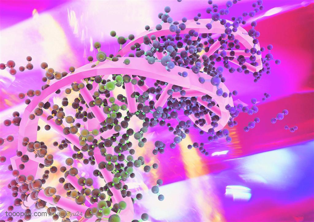 生化科技-紫色的螺旋形DNA