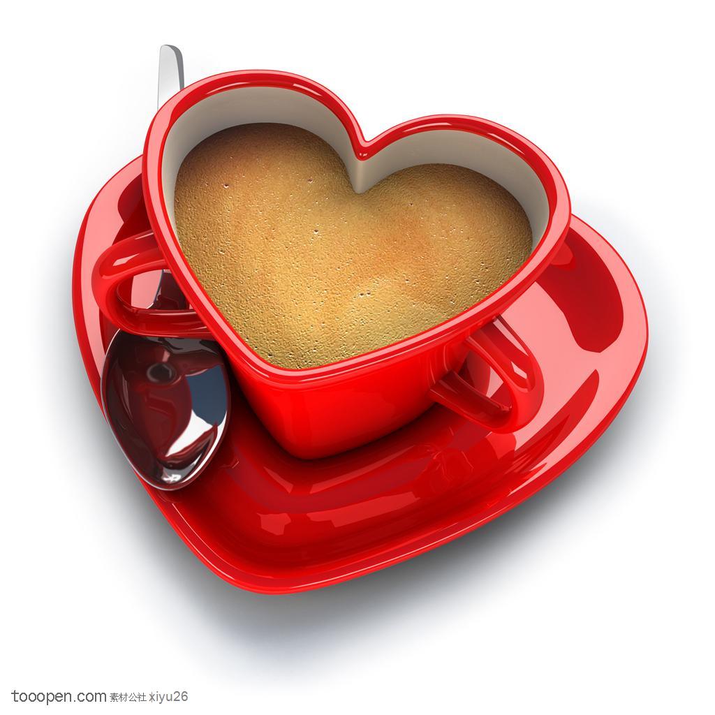 情人节物语-红色心形咖啡杯